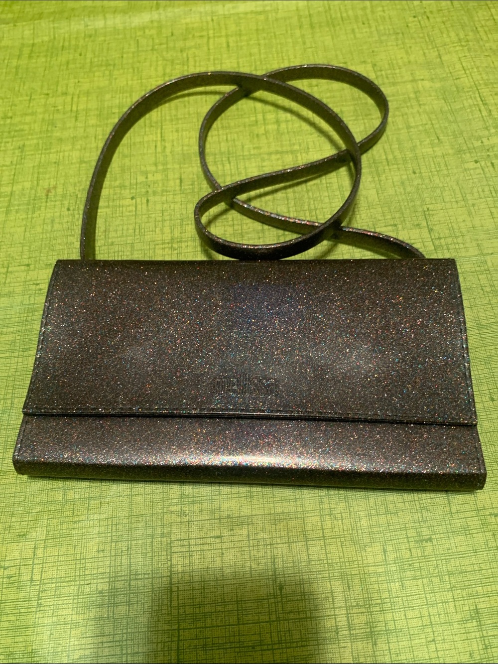 Melissa Iridescent Glitter Clutch - Black Multicolor Sparkle